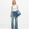 Jean décontracté à taille mi-haute