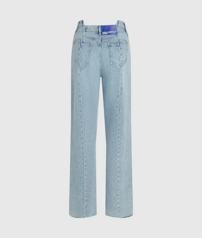 Jean décontracté à taille mi-haute et coutures apparentes Jean décontracté à taille mi-haute et coutures apparentes