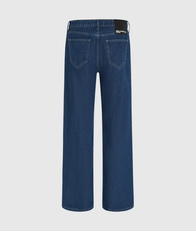 Jean décontracté à taille mi-haute et effet vieilli Jean décontracté à taille mi-haute et effet vieilli