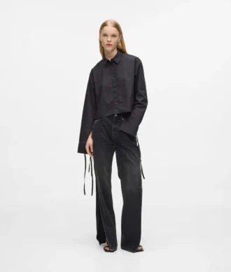Jean droit taille haute à jambes fendues