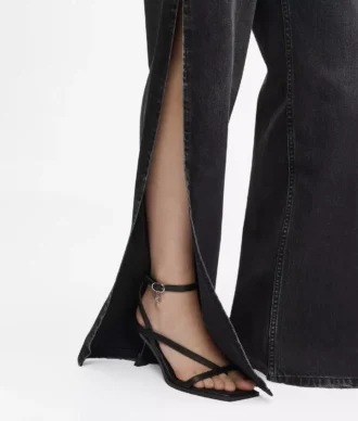 Jean droit taille haute à jambes fendues