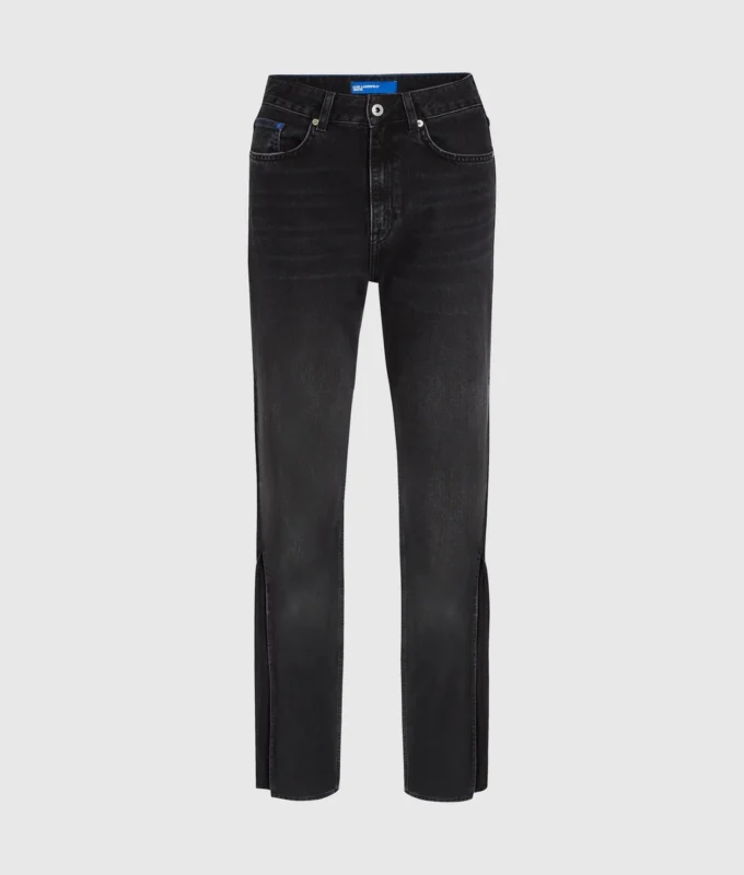Jean droit taille haute à jambes fendues Jean droit taille haute à jambes fendues