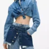 Jean droit taille haute superposé Jean droit taille haute superposé