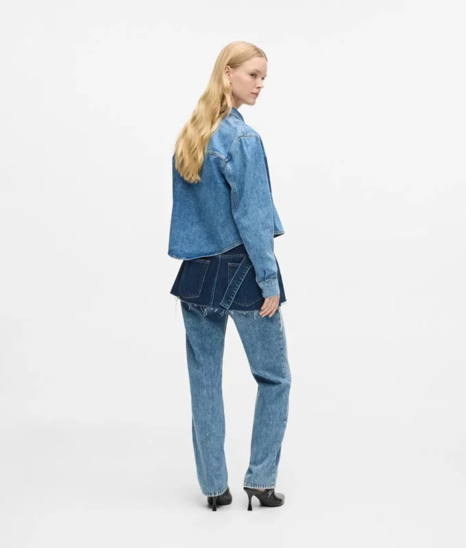 Jean droit taille haute superposé Jean droit taille haute superposé