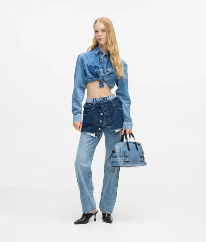 Jean droit taille haute superposé Jean droit taille haute superposé