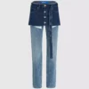 Jean droit taille haute superposé Jean droit taille haute superposé