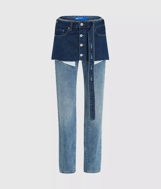 Jean droit taille haute superposé Jean droit taille haute superposé