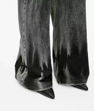 Jean large taille basse délavé