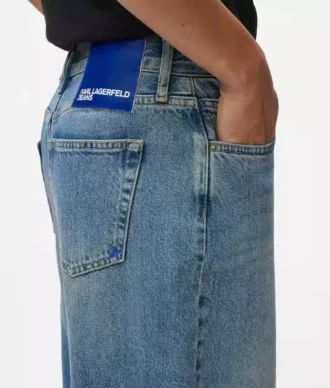 Jean taille basse à jambes larges