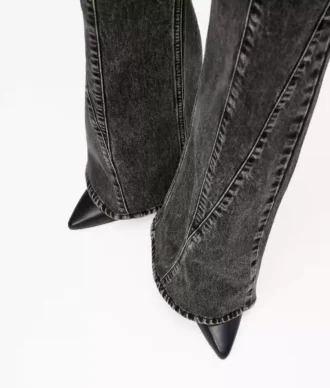 Jean évasé taille haute à coutures