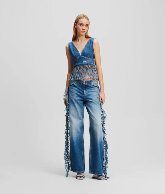 JEANS DÉCONTRACTÉS À FRANGES JEANS DÉCONTRACTÉS À FRANGES