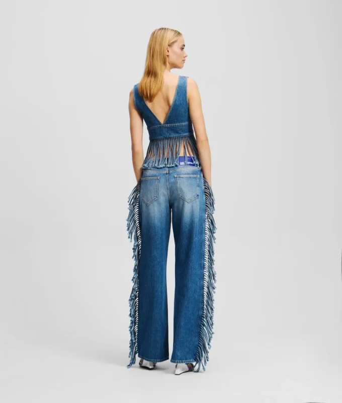 JEANS DÉCONTRACTÉS À FRANGES JEANS DÉCONTRACTÉS À FRANGES