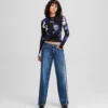 JEANS DÉCONTRACTÉS À TAILLE MOYENNE ET FRANGES JEANS DÉCONTRACTÉS À TAILLE MOYENNE ET FRANGES