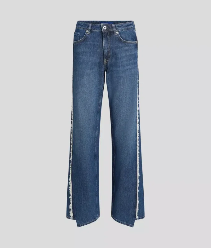 JEANS DÉCONTRACTÉS À TAILLE MOYENNE ET FRANGES JEANS DÉCONTRACTÉS À TAILLE MOYENNE ET FRANGES