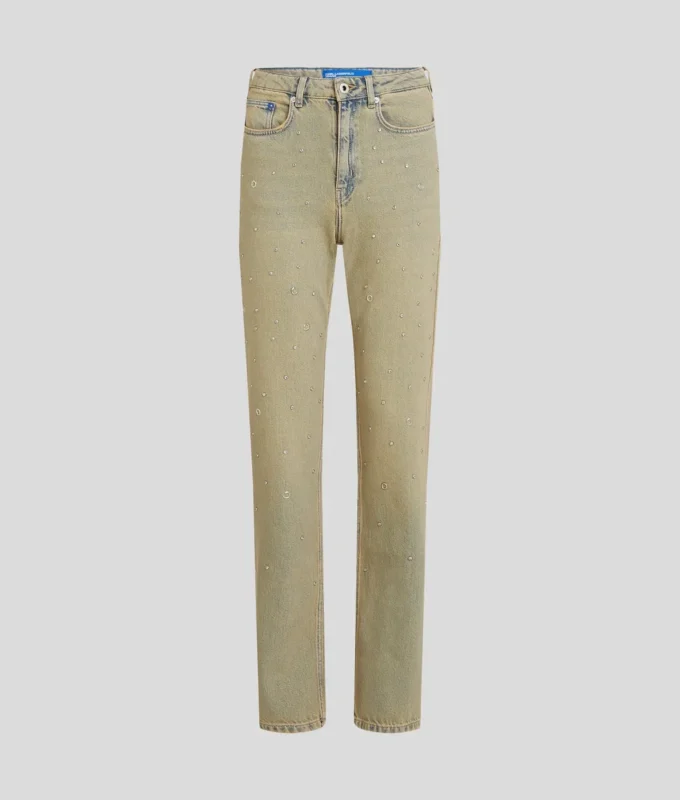JEANS DROITS À TAILLE HAUTE ET CLOUS JEANS DROITS À TAILLE HAUTE ET CLOUS