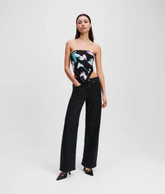 JEANS DÉTENDUS À TAILLE MOYENNE ENDUITS