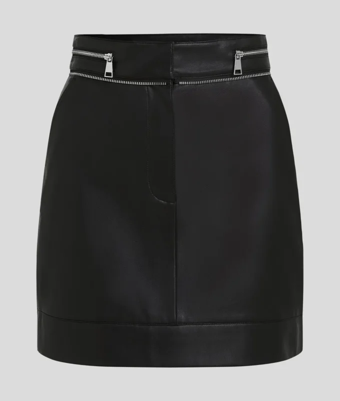 JUPE EN SIMILI-CUIR AVEC DÉTAIL ZIP
