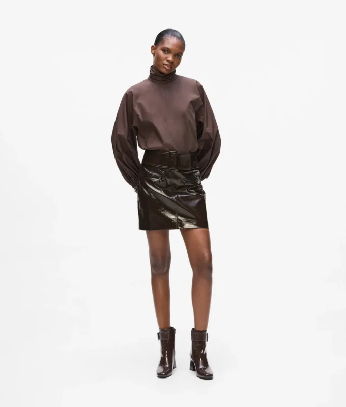 Jupe en simili cuir verni