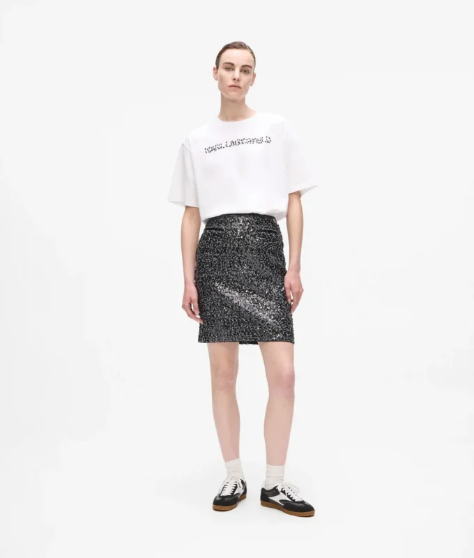 Jupe en tweed à paillettes