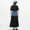 Jupe longue à empiècement en denim