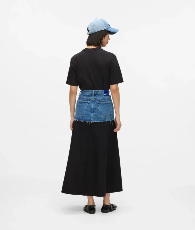 Jupe longue à empiècement en denim