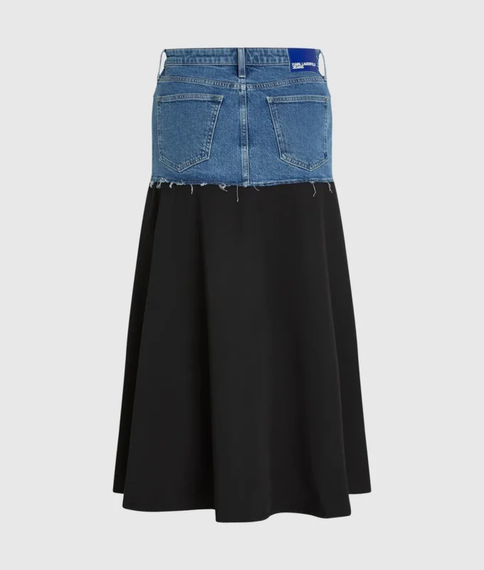 Jupe longue à empiècement en denim