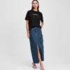 JUPE LONGUE EN DENIM UTILITAIRE JUPE LONGUE EN DENIM UTILITAIRE