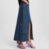 JUPE LONGUE EN DENIM UTILITAIRE JUPE LONGUE EN DENIM UTILITAIRE
