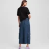 JUPE LONGUE EN DENIM UTILITAIRE JUPE LONGUE EN DENIM UTILITAIRE