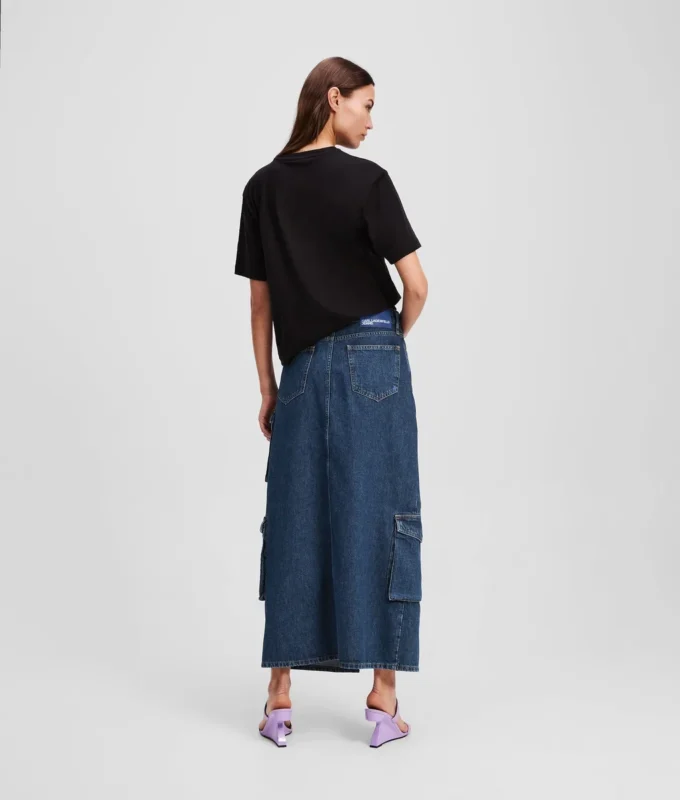 JUPE LONGUE EN DENIM UTILITAIRE JUPE LONGUE EN DENIM UTILITAIRE