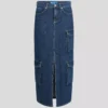 JUPE LONGUE EN DENIM UTILITAIRE JUPE LONGUE EN DENIM UTILITAIRE