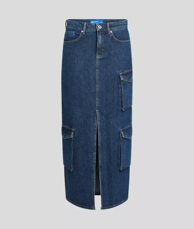 JUPE LONGUE EN DENIM UTILITAIRE JUPE LONGUE EN DENIM UTILITAIRE