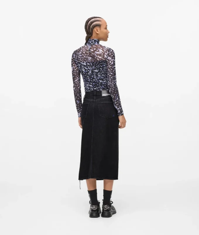 Jupe midi en denim à lacets Jupe midi en denim à lacets