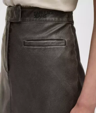 Jupe midi en simili cuir