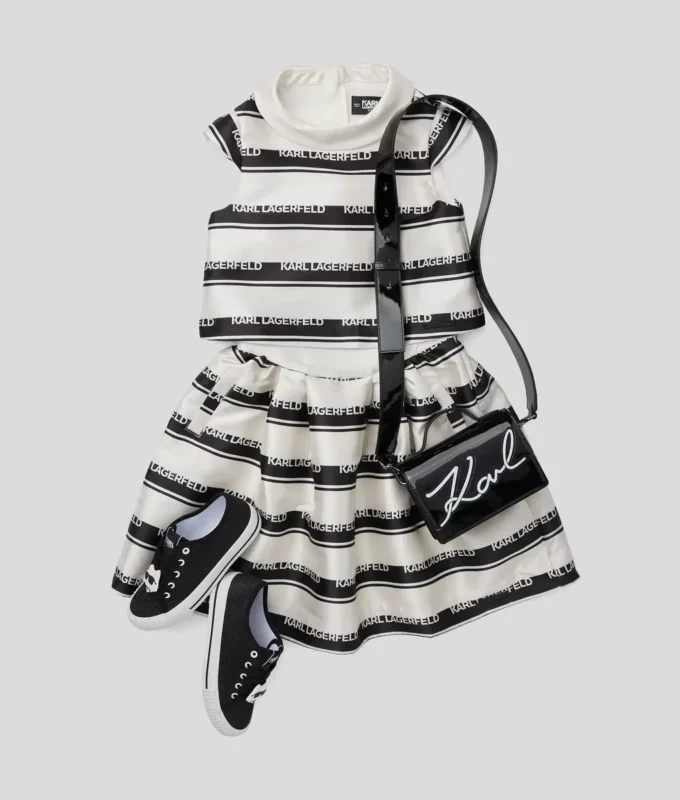 JUPE À RAYURES ET LOGO POUR FILLES JUPE À RAYURES ET LOGO POUR FILLES