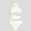 MAILLOT DE BAIN À ENCOLURE RAS DU COU ET MOTIFS FLORAUX MAILLOT DE BAIN À ENCOLURE RAS DU COU ET MOTIFS FLORAUX