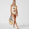 MAILLOT DE BAIN À ENCOLURE RAS DU COU ET MOTIFS FLORAUX MAILLOT DE BAIN À ENCOLURE RAS DU COU ET MOTIFS FLORAUX