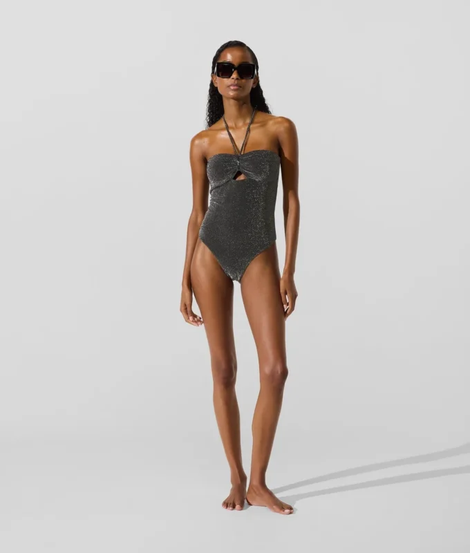 Maillot de bain métallisé à dos nu