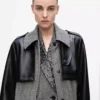 Manteau en tweed et simili cuir Manteau en tweed et simili cuir