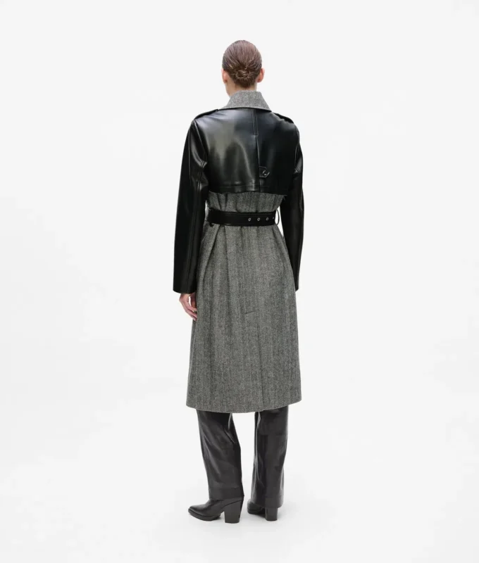 Manteau en tweed et simili cuir Manteau en tweed et simili cuir