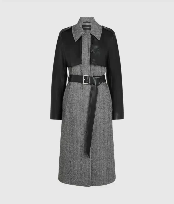 Manteau en tweed et simili cuir Manteau en tweed et simili cuir