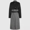 Manteau en tweed et simili cuir Manteau en tweed et simili cuir