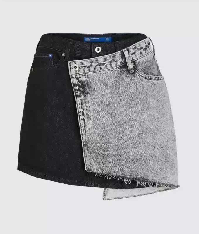 Mini-jupe en denim bicolore Mini-jupe en denim bicolore