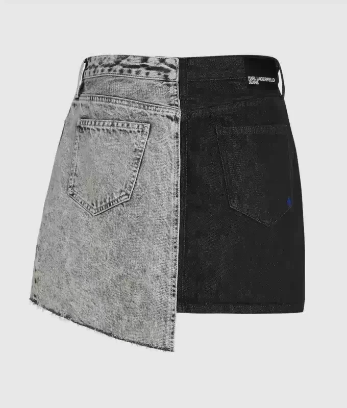 Mini-jupe en denim bicolore Mini-jupe en denim bicolore