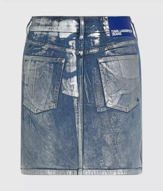 Mini-jupe en denim enduit Mini-jupe en denim enduit