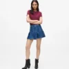 Mini-jupe plissée en denim Mini-jupe plissée en denim