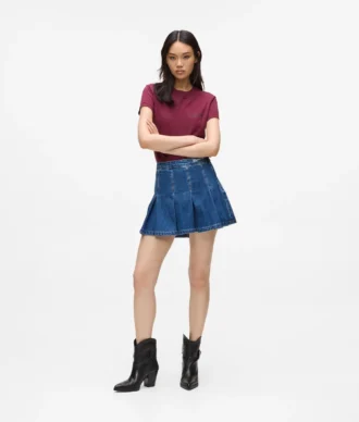 Mini-jupe plissée en denim