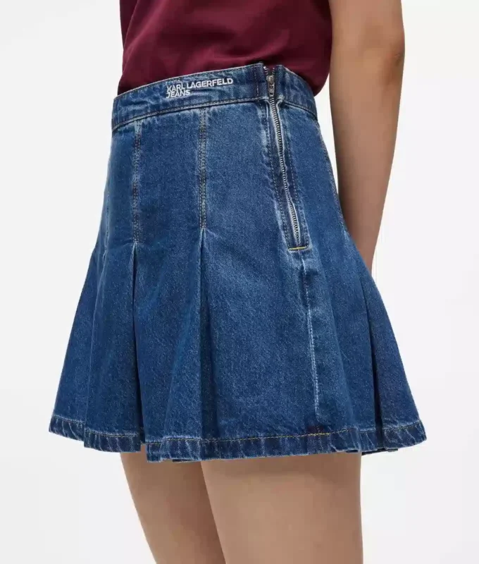 Mini-jupe plissée en denim Mini-jupe plissée en denim