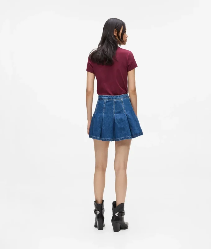 Mini-jupe plissée en denim Mini-jupe plissée en denim