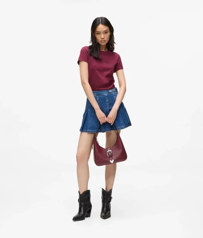 Mini-jupe plissée en denim Mini-jupe plissée en denim